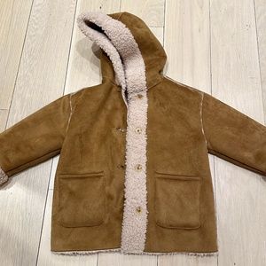 Zara kids DOUBLE SIDED FAUX SHEARLING COAT 4T
